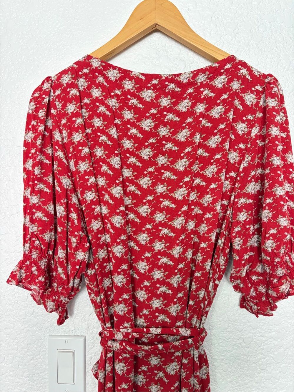 Natural Life Sophia Ditsy Floral Boho Wrap Maxi Dress in Red Size L - Picture 9 of 12